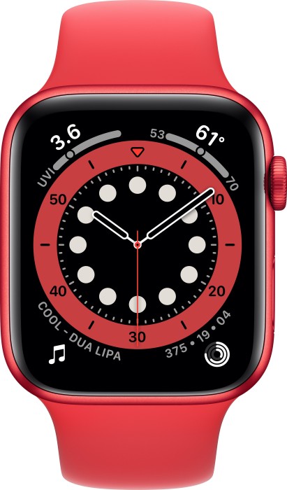 Apple Watch Series 6 GPS + Cell 44mm Red Alu Red Sport Band Viedais pulkstenis, smartwatch