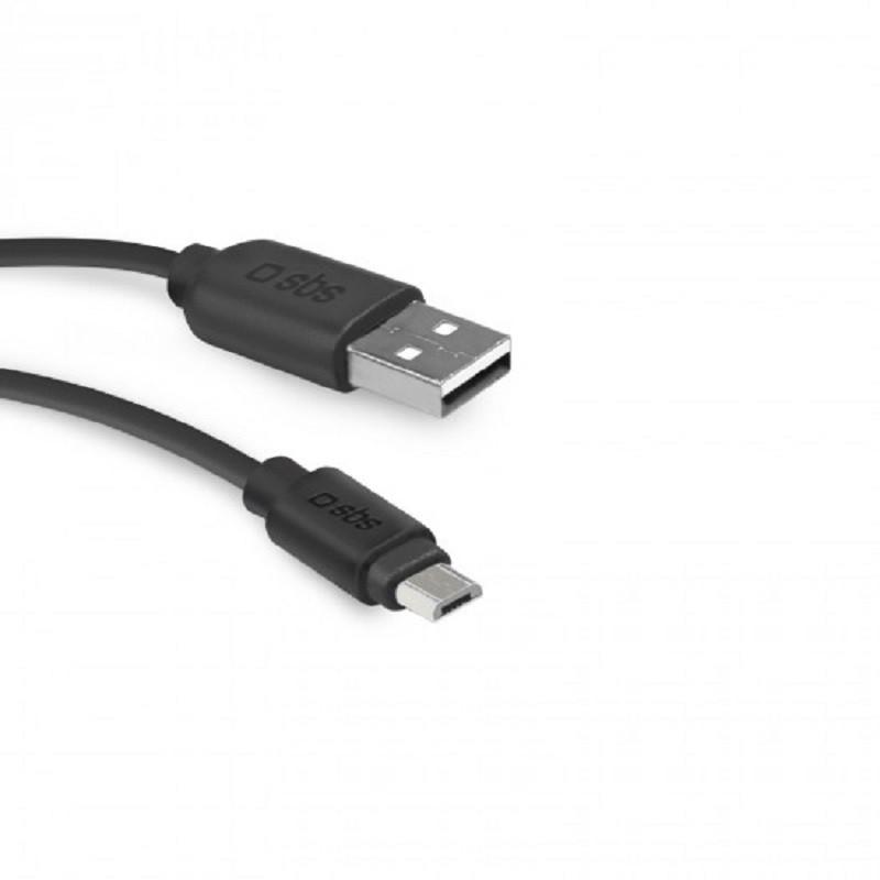 Kabel USB SBS Mobile USB A - Micro USB, (M/M), czarny, 2m (TECABLEMICRO2K) USB kabelis