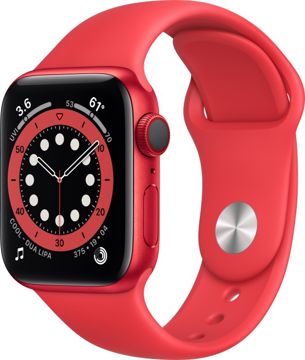 Apple Watch Series 6 GPS + Cell 40mm Red Alu Red Sport Band Viedais pulkstenis, smartwatch