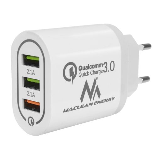 Maclean Energy MCE479W 3xUSB ladetajs QC 3.0 iekārtas lādētājs