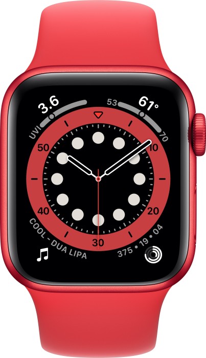 Apple Watch Series 6 GPS + Cell 40mm Red Alu Red Sport Band Viedais pulkstenis, smartwatch