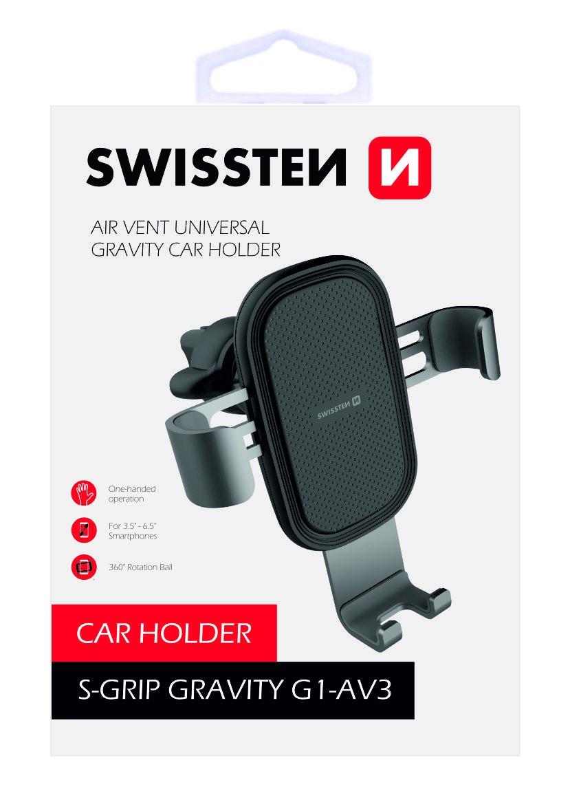 Swissten S-GRIP G1-AV3 Metal Age Gravity 360 Universāls Auto Stiprinājums Gaisa Restei Sudraba Mobilo telefonu turētāji
