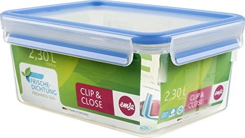 Emsa Clip & Close food storage container (transparent / blue, 2.3 liters, large format) Virtuves piederumi