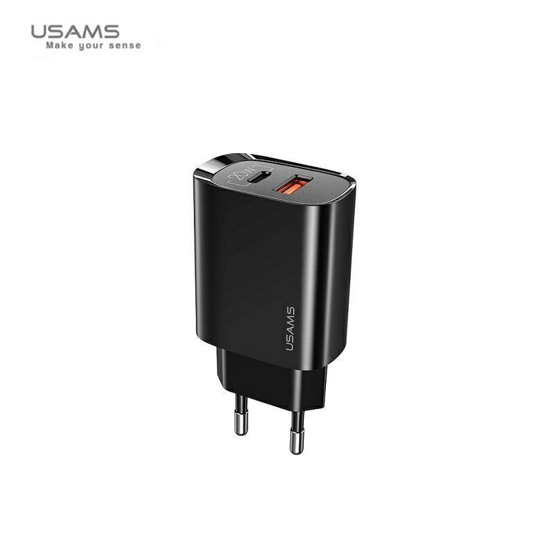 Usams US-CC121 tīkla adapteris-lādētājs 20W ar 2 portiem quick charging USB-C (Type-C) PD3.0 un quick charge USB priekš iPhone 11 / iPhone 1 iekārtas lādētājs