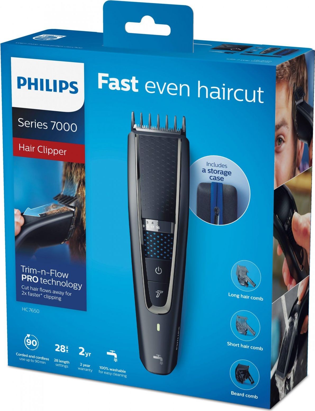 Philips HAIRCLIPPER Series 7000 HC7650/15 hair trimmers/clipper Black, Grey matu, bārdas Trimmeris