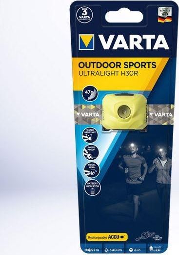 Varta Outdoor Sports Ultralight H30R lime, rechargeable kabatas lukturis