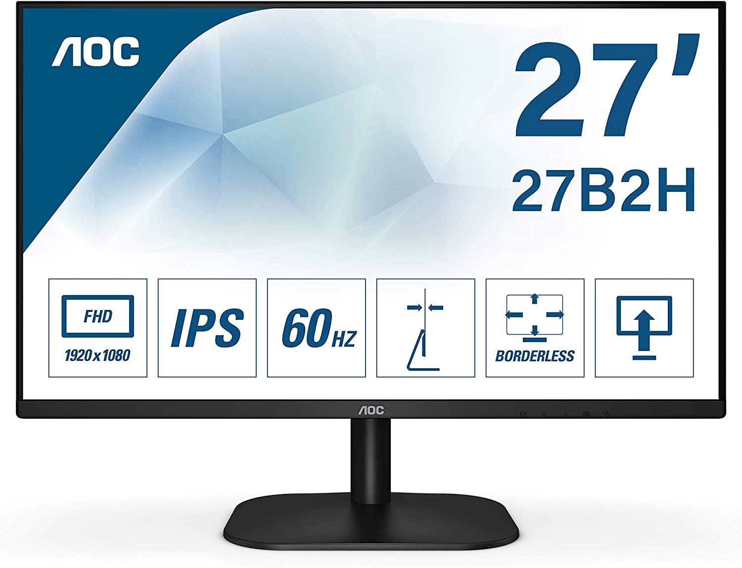 AOC 27B2H/IPS/FHD(1920x1080)/16:9/ 250cd/m2/75Hz/HDMI1.4/VGA/Headphone out (3.5mm) monitors