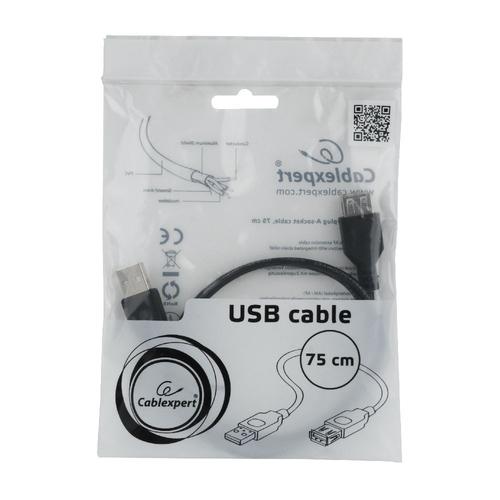 GEMBIRD USB 2.0 extension cable AM-AFI 0.75m black USB kabelis