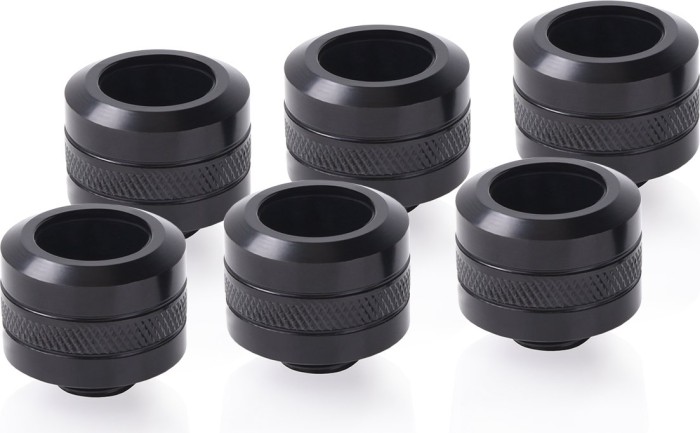 Alphacool Eiszapfen PRO 16mm HardTube Fitting G1 / 4 - Deep Black Sixpack, connection ūdens dzesēšanas sistēmas piederumi