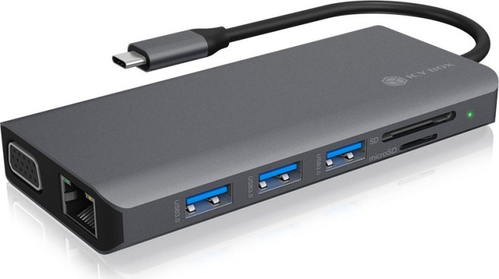 ICY BOX IB-DK4070-CPD, docking station (grey, USB-C, HDMI, jack, LAN) aksesuārs datorkorpusiem