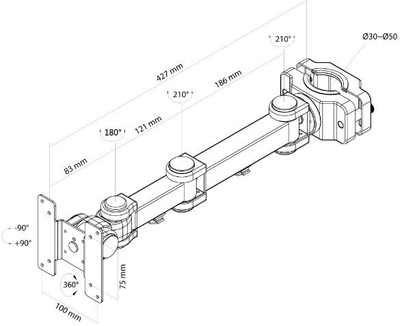 NewStar Flat Screen Pole Clamp/ Truss Mount diameter 35-60 mm  8717371447076