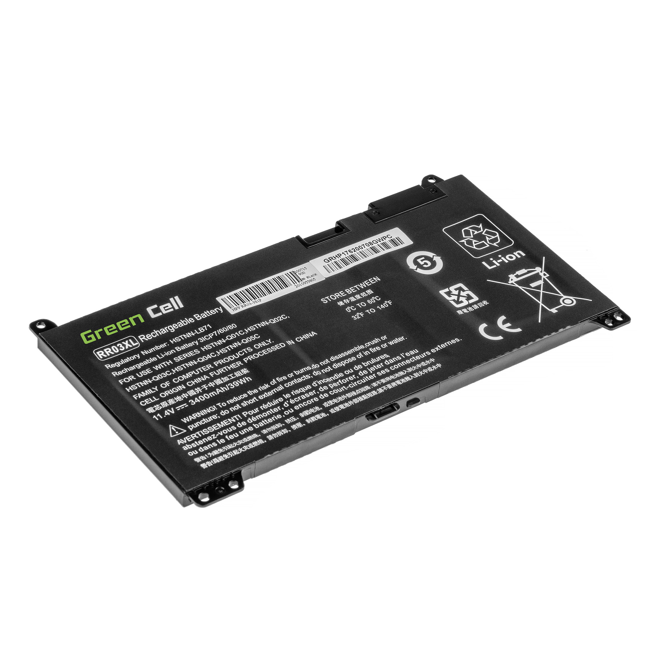 akumulators, baterija portatīvajiem datoriem GREEN-HP183 Green Cell Registered Battery RR03XL for HP ProBook 430 G4 G5 440 G4 G5 450 G4 G5 455 G4 G5 470 G4 G5 Green Cell