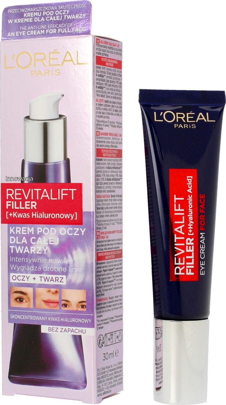 L'Oreal Paris Revitalift Filler krem pod oczy dla calej twarzy z kwasem hialuronowym 30ml 3600523971749 (3600523971749) ēnas