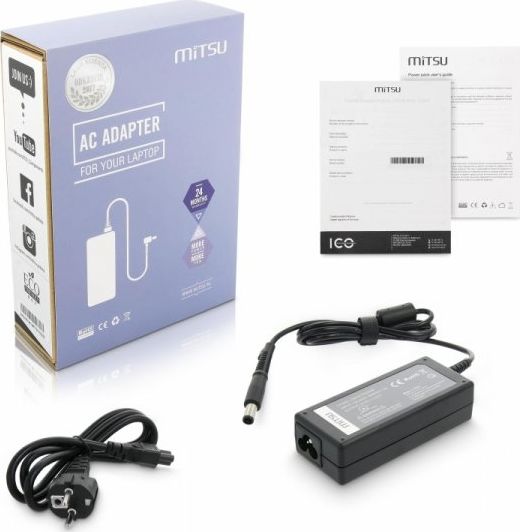 notebook charger mitsu 19.5v 3.33a (7.4x5.0 pin) - hp portatīvo datoru lādētājs