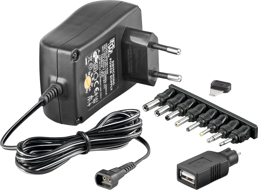 MicroConnect 3-12V Univ. Power Supply including USB + 8 DC Adapter iekārtas lādētājs