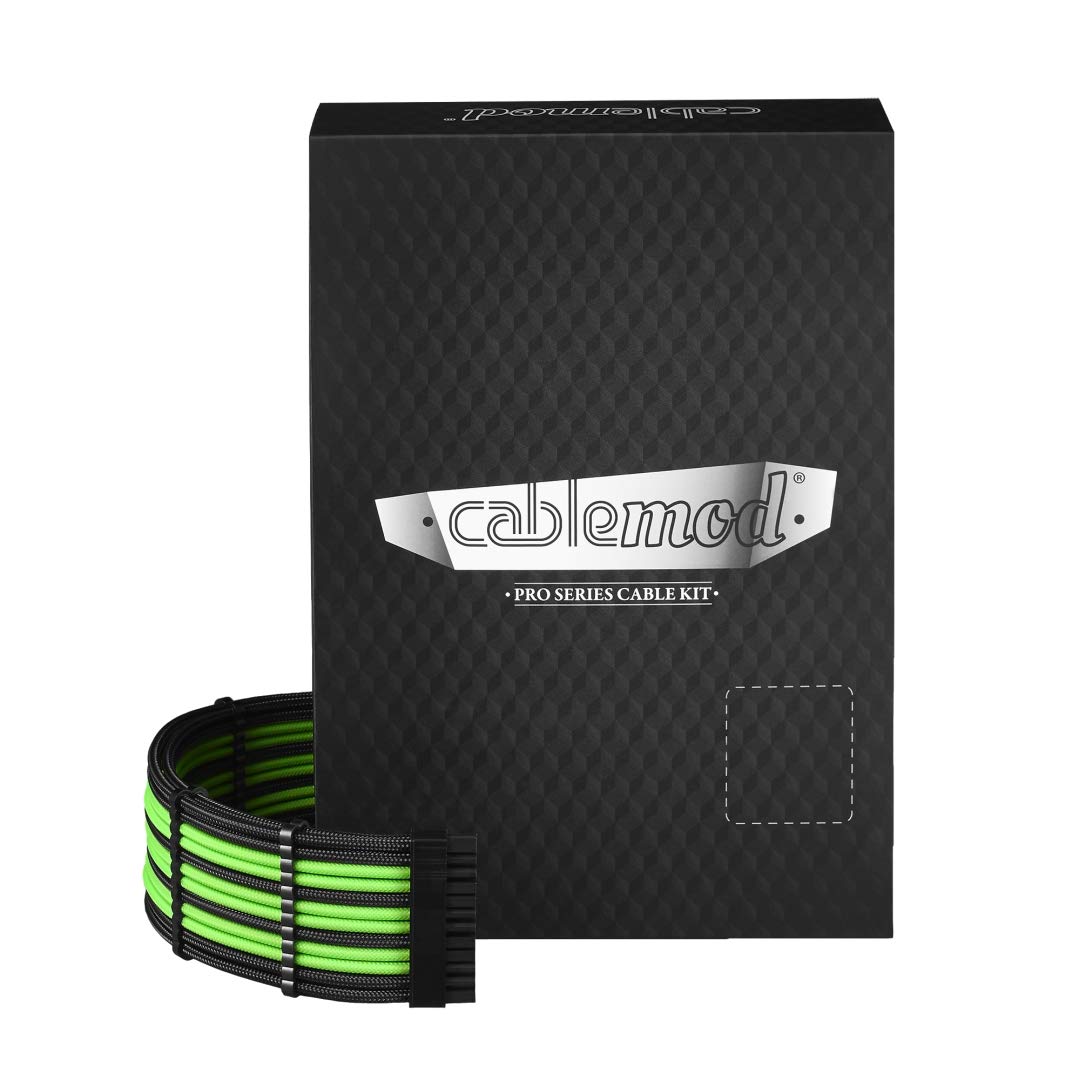 CableMod PRO ModMesh RT Series Cable Kit, Cable Management (black / light green, 13 pieces) aksesuārs datorkorpusiem