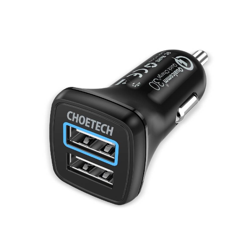 CHOETECH C0051 BLACK ca r charger 2xUSB Quick C iekārtas lādētājs