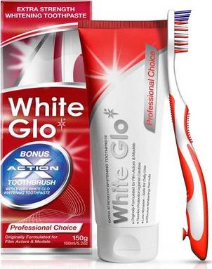 White Glo Extra Strength Whitening Toothpaste 2in1 toothpaste with mouthwash 100ml + toothbrush mutes higiēnai