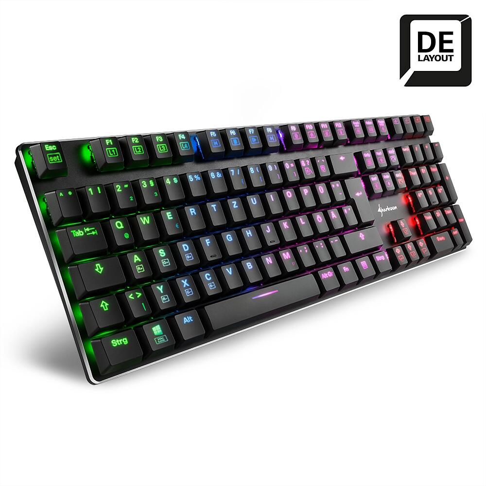 Sharkoon PureWriter RGB Deutsches Layout / Kailh Red / schwarz klaviatūra