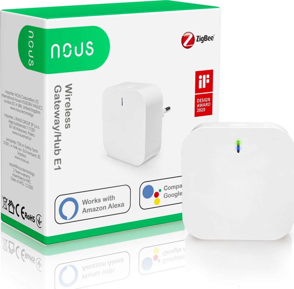 NOUS E1 Smart Home Gateway ZigBee ZigBee3.0/WLAN (E1) 5907772033852