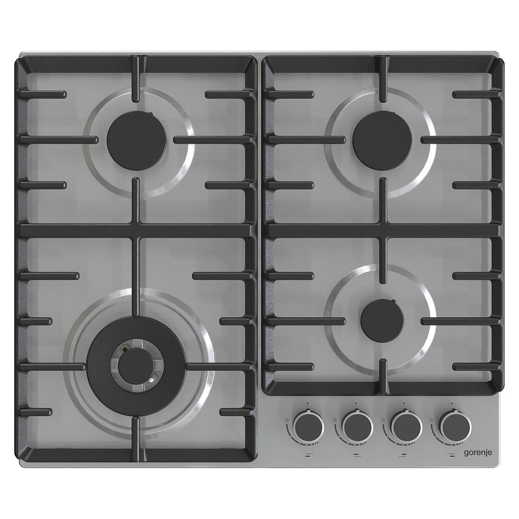 Gorenje Hob GW642ABX Gas, Number of burners/cooking zones 4, Mechanical, Stainless steel 3838782467158 plīts virsma