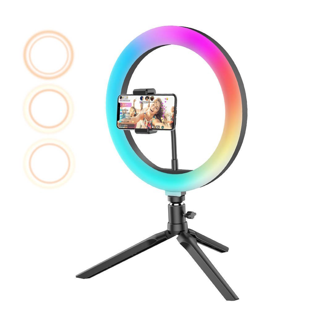Blitzwolf BW-SL5 Universāls Selfie Stick ar 10 krāsu LED lampu  / Tripod Statnis / Bluetooth Tālvadības pults /  Melns Selfie Stick