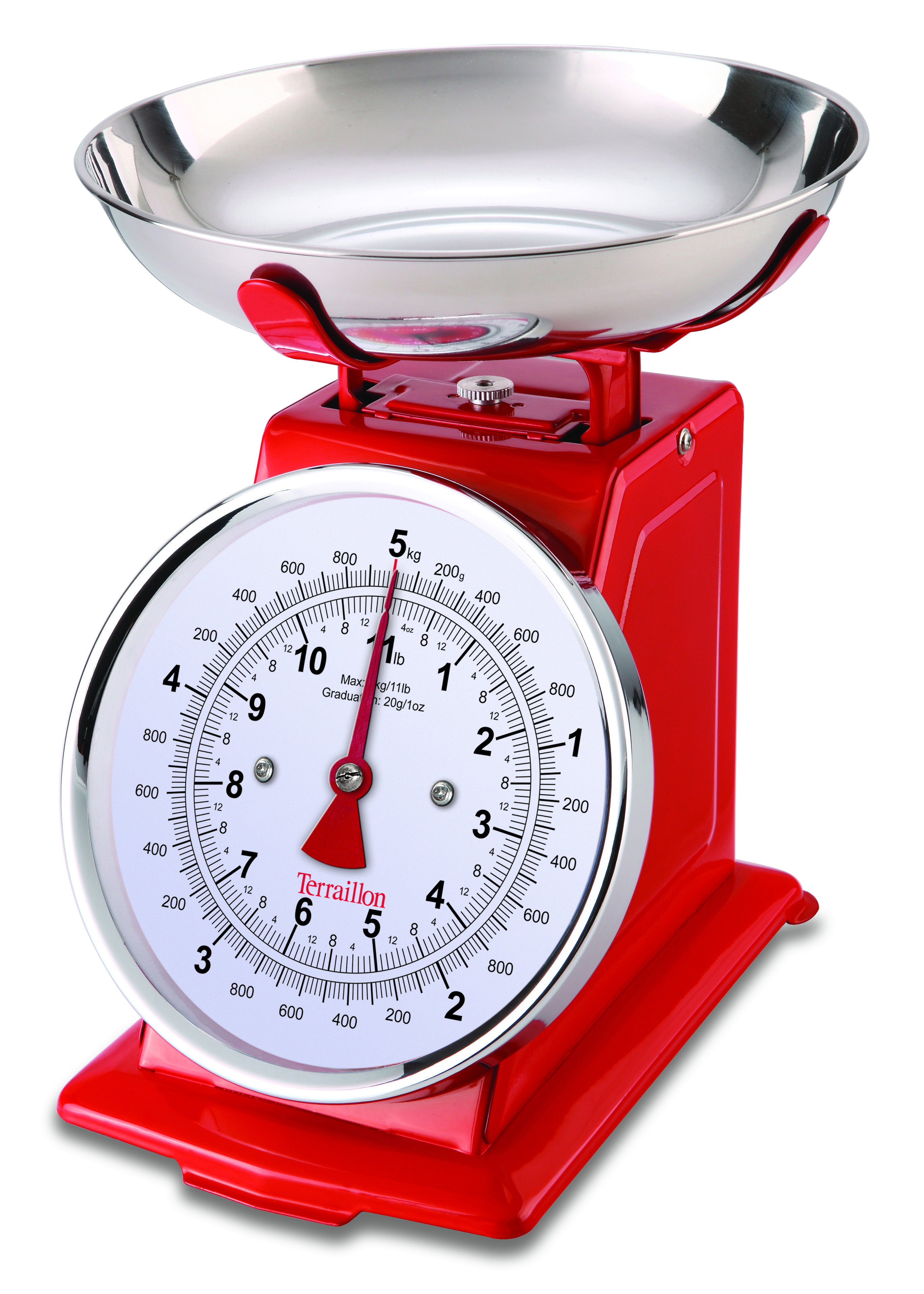 Mechanical kitchen scale TRADITION 500 DUAL RED EX KG Terraillon 14476 14476 (3094570070126) virtuves svari