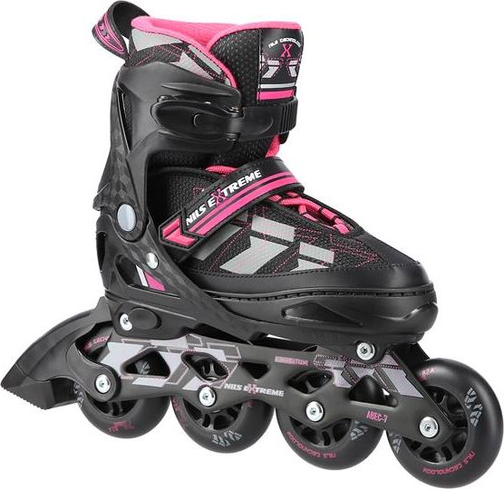 NILS Extreme NA11002 recreational adjustable black roller skates, size 31-34 Skrituļslidas