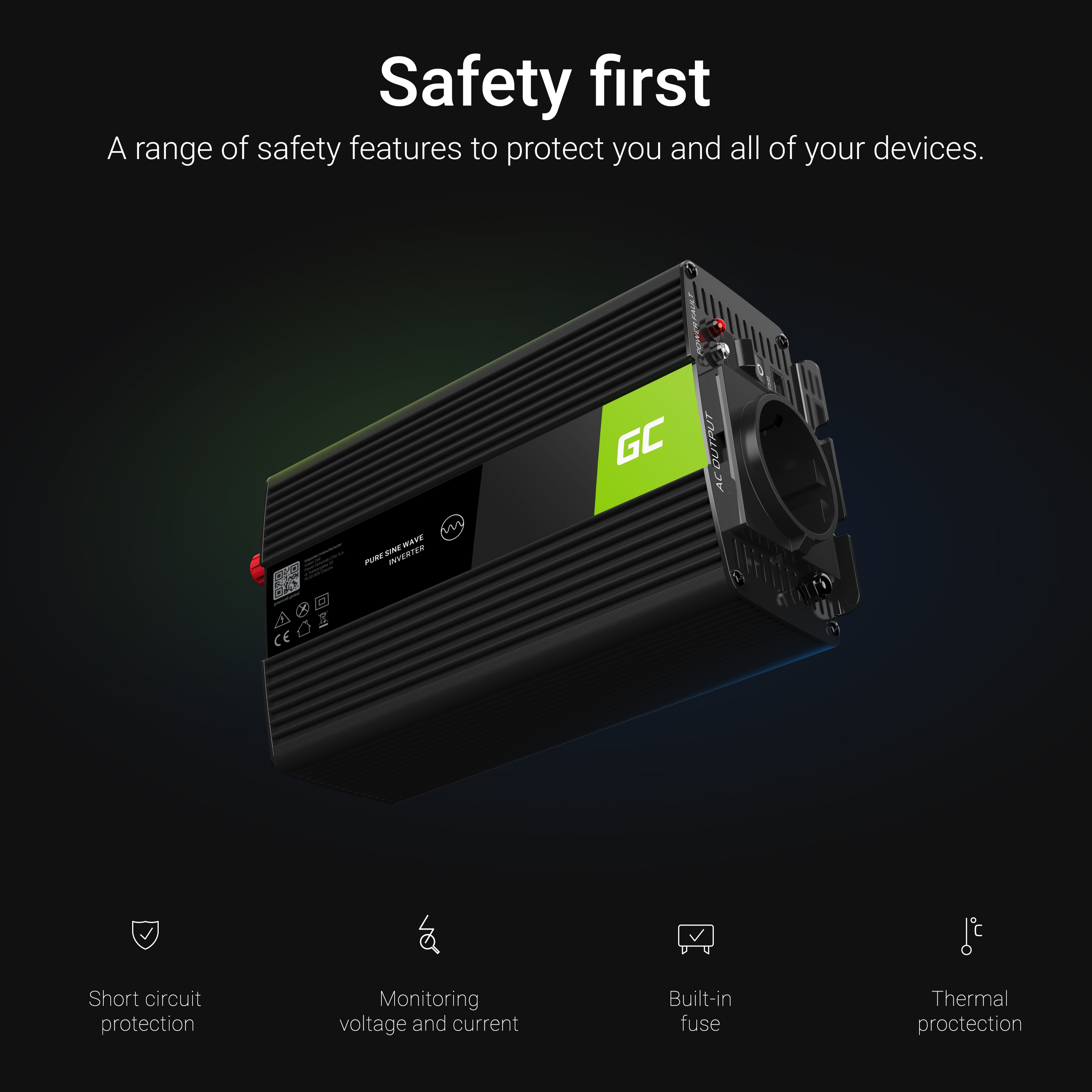 Green Cell Registered  24V to 230V Modified sine 1000W