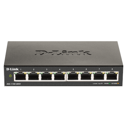 D-Link Smart Gigabit Ethernet Switch DGS-110-08V2 Managed, Desktop, Power supply type External, Ethernet LAN (RJ-45) ports 8 790069453304 komutators