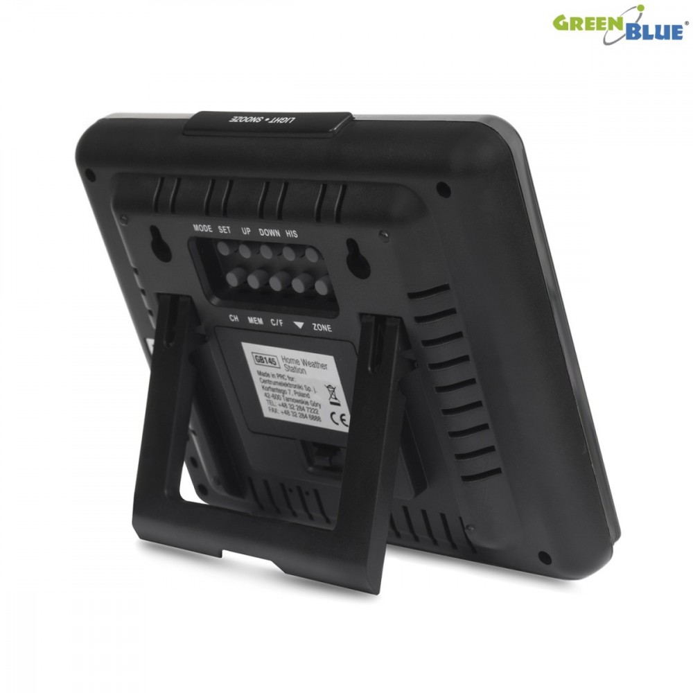 GreenBlue Wireless weather station IN/OUT temperature humidity barmoter USB charger GB145 black barometrs, termometrs