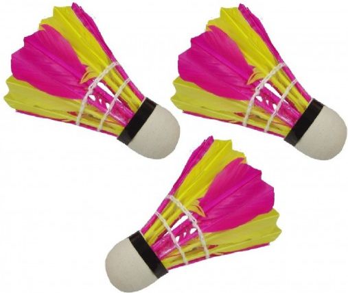 Victoria Sport Badminton shuttlecocks feather 3 pcs. pink-yellow badmintona rakete