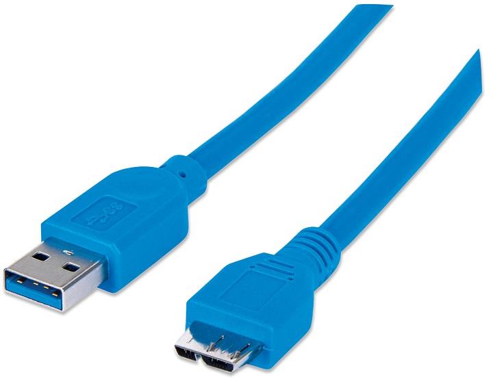 Techly SuperSpeed USB 3.0 cable, A male to micro-B male, 50 cm, blue kabelis, vads