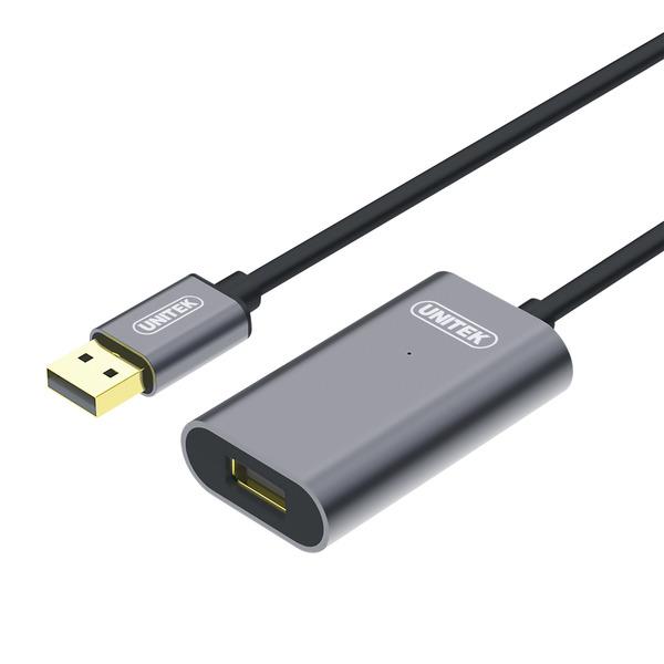 Unitek Cable USB 2.0 Active Extension, 5m, Alu., Y-271 kabelis, vads