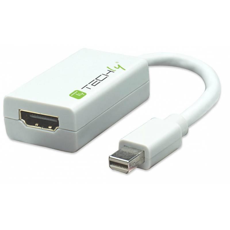 Techly Mini DisplayPort male to HDMI female adapter, white, 15cm kabelis, vads