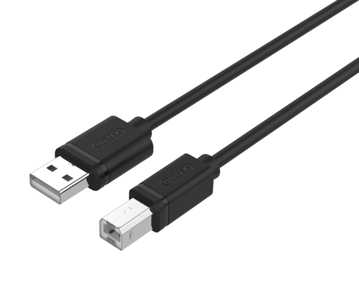 Unitek USB-B 2.0m Melns USB kabelis