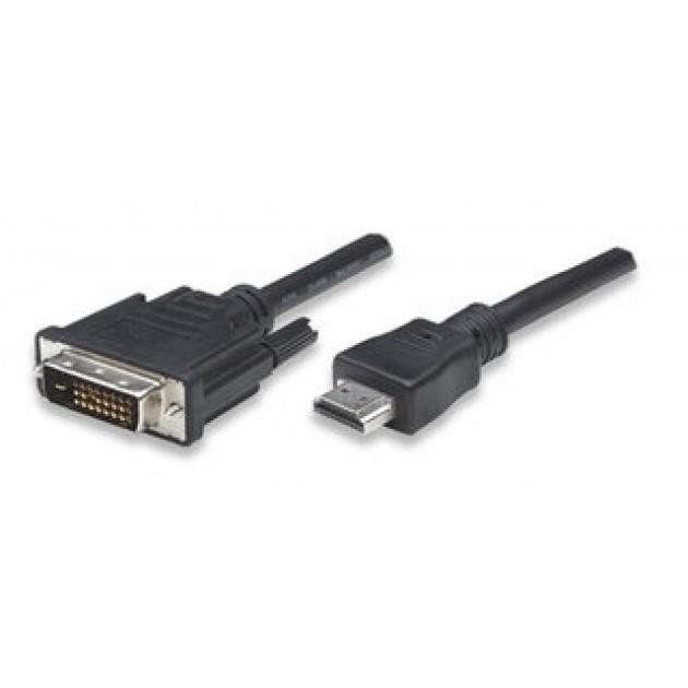 Techly Monitor cable HDMI/DVI-D 24+1 M/M 1.8m black kabelis, vads