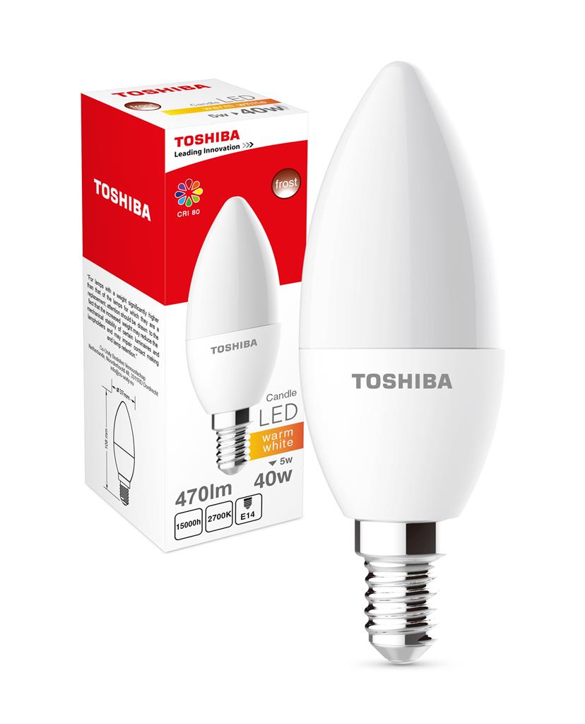 Toshiba Zarowka LED Candle 5W, 470Lm, 2700K, E14 (00501315016B) apgaismes ķermenis