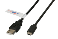 USB2.0 Anschlusskabel A-C St.-St., 2,0m, schwarz, Premium kabelis, vads