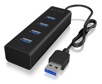 IcyBox 4x Port USB 3.0 Hub, Black USB centrmezgli