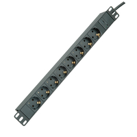 ROLINE - socket strip (Rack - mountable) - 250 V - 2300 V - input, input IEC 60320 C14 - output plugs: 8 - 1U - 48.3 cm (19) - 2 m - black ( nepārtrauktas barošanas avots UPS