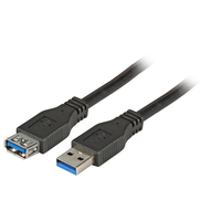 USB3.0 Verlangerungskabel A-A,St.-Bu.,3,0m,schwarz,Premium kabelis, vads