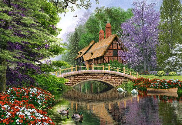 Castorland Puzzle 1 000 pieces Cottage by the river (102365-1) 1 puzle, puzzle