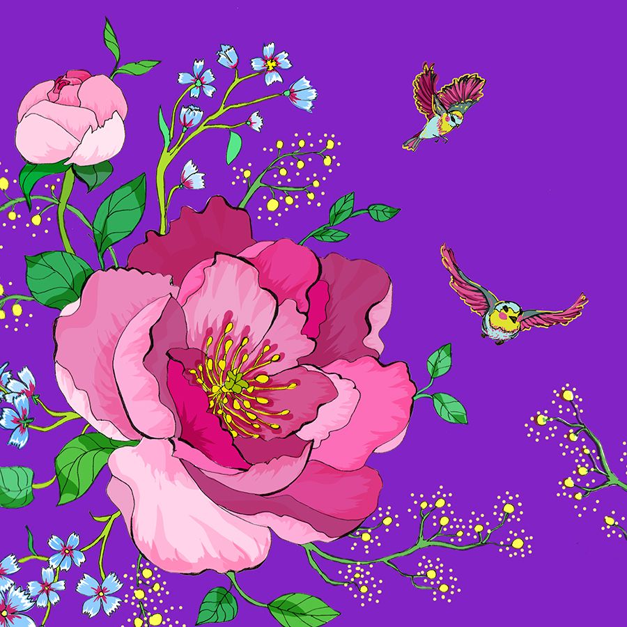 Clear Creation Karnet Swarovski kwadrat Kwiaty fiolet (CL0602) GIFT0965 (5060481572002)