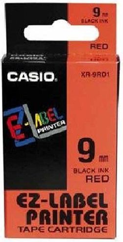Casio Tasma XR-9RD1, czarny druk/czerwony podklad, nielaminowany, 8m, 9mm XR-9RD1 (4971850117445)