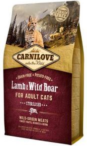CARNILOVE 6kg CAT STERILISED LAMB WILD kaķu barība