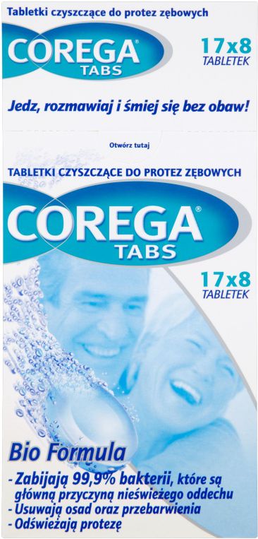 Corega Tabs Cleaning tablets for dentures 17 x 8 tablets kosmētika ķermenim