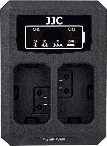 JJC Camera Charger Dual Usb Charger For 2x Rechargeable Battery For Sony Np-fw50 foto, video aksesuāri