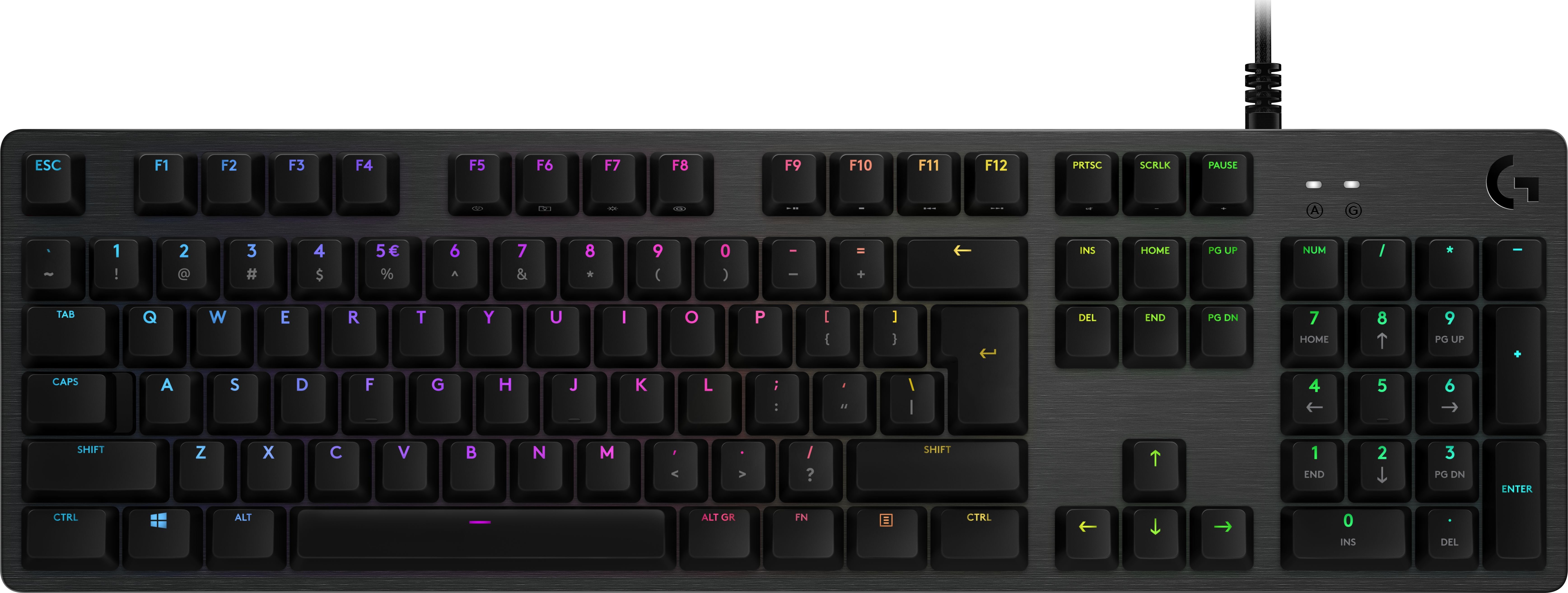 LOGITECH G512 Carbon RGB Mechanical Gaming Keyboard, GX Blue - CARBON - US INT'L - USB - INTNL - G512 CLICKY klaviatūra