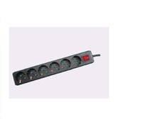 MicroConnect 6-way Schuko Socket 3M Black With ON/OF switch and elektrības pagarinātājs